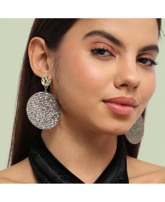 Embellished Circular Drop Earrings