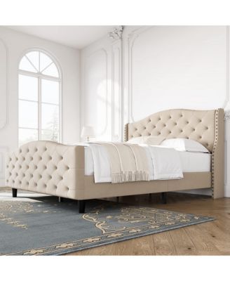 Queen Size Velvet Platform Bed Frame w/Headboard and Footboard Upholstered Bed Frames