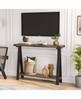 43.3-Inch MDF and Metal V-Shaped Leg Farmhouse Entryway Console Table
