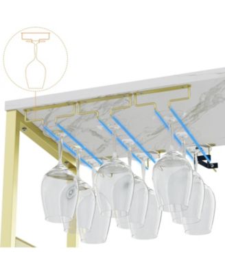 Wine Bar Cabinet with LED Light 36''H Coffee Bar Cabinet with Detachable Wine Rack and Glass Holder Kitchen Buffet Sideboard w/Storage Shelf Freestanding Liquor Cabinet for Living Room