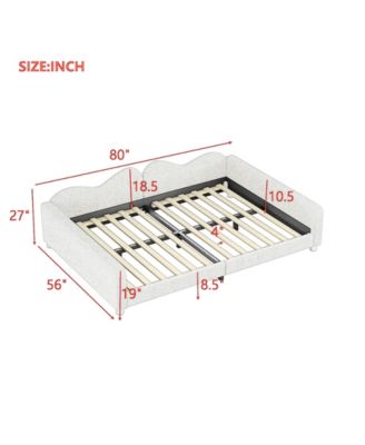 Upholstered Daybed, Sherpa Fabric Sofabed with Cloud-Shaped Backrest, No Box-spring Needed, White