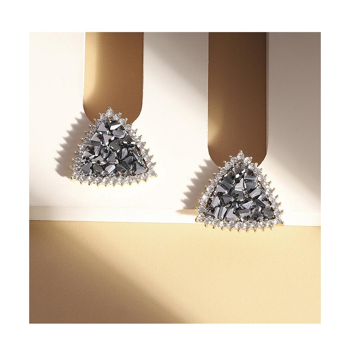 Crystal Cluster Triangle Stud Earrings