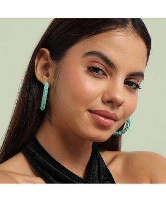 Beaded Cluster Hoop Earrings