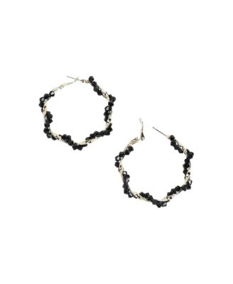 Beaded Twist Hoop Earrrings