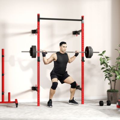 Folding Squat Rack with Pull Up Bar, 1000 Pounds Capacity,