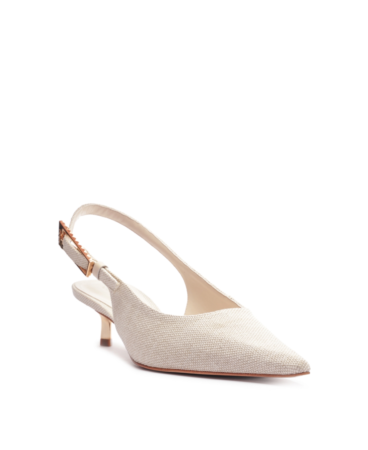 Schutz Ciara Pointed Toe Slingback Kitten Heel Pump In Beige