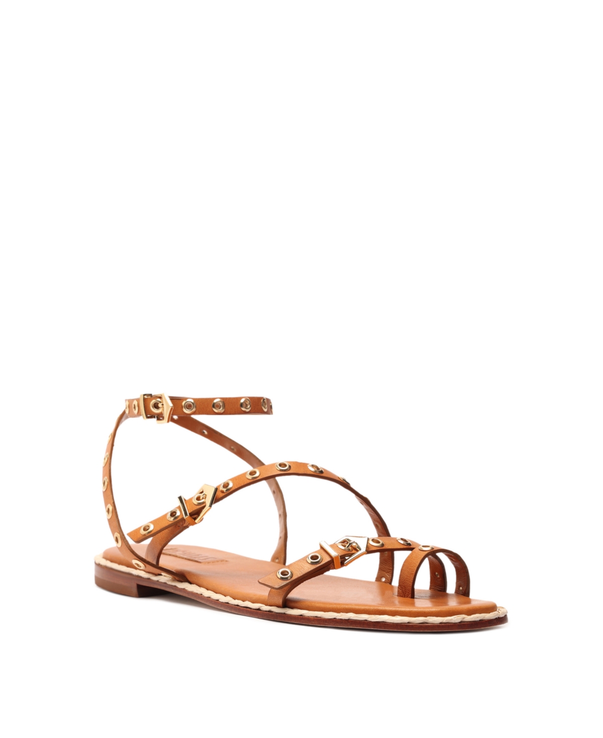 Schutz Annete Strappy Toe-ring Flat Sandals In Brown