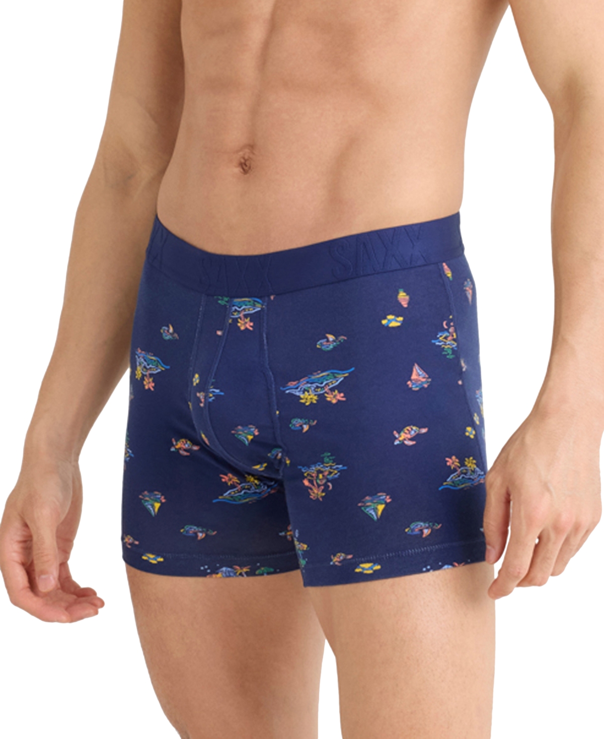 Saxx Droptemp Cooling Cotton Boxer Brief Fly In Island Life-midnight
