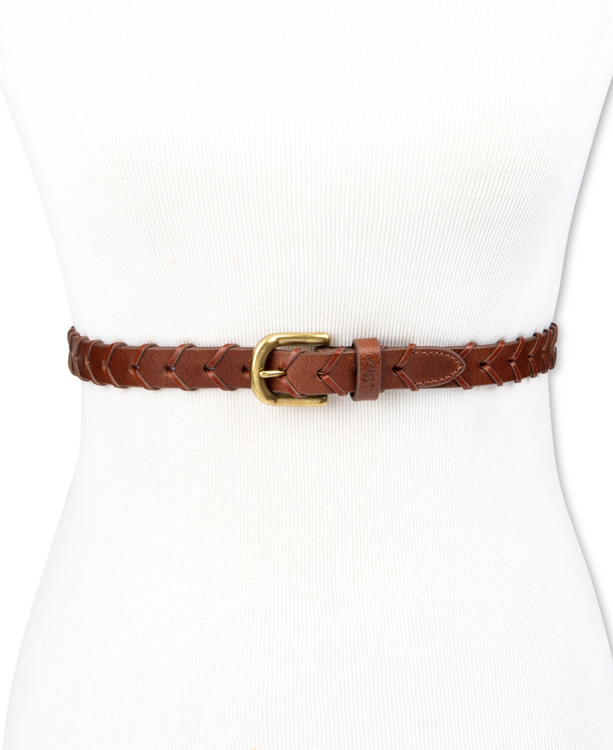 LEVI'S WOMEN'S FULLY ADJUSTABLE SKINNY BRAIDED GENUINE LEATHER BELT 