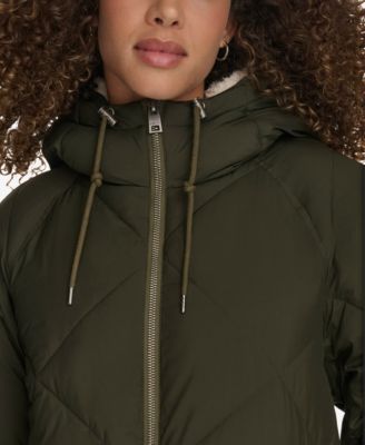 Women's Diamond Quilted Cinch Waist Parka Jacket