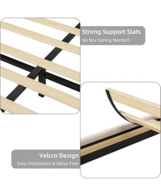 Full Size Bed Frame with Charging Station and LED Lights