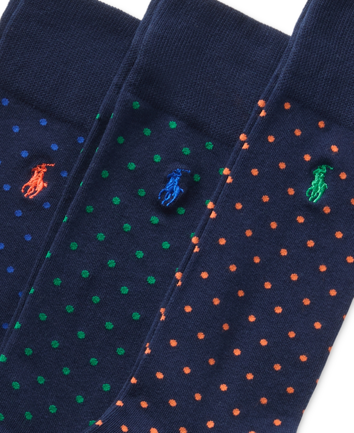Polo Ralph Lauren Men's 3-pk. Classic Dot Dress Socks In Navy,orange