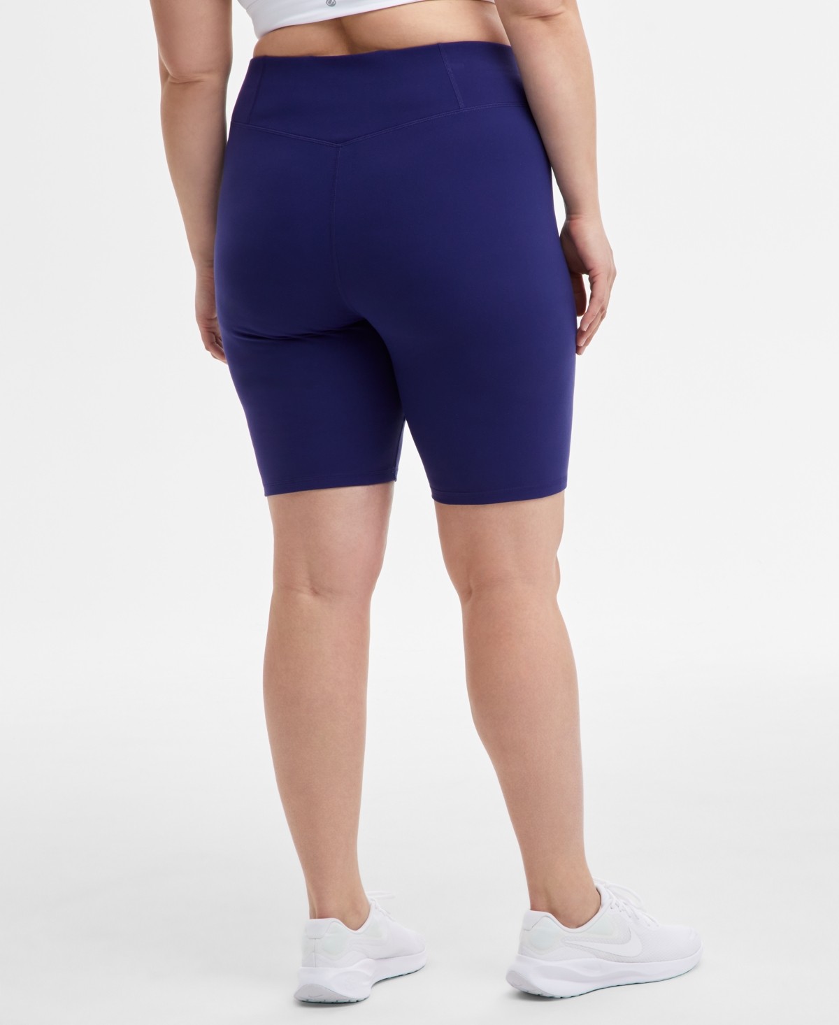 Id Ideology Plus Size Soft 10" Bike Shorts, Exclusively At Macy's In Tartan Blue