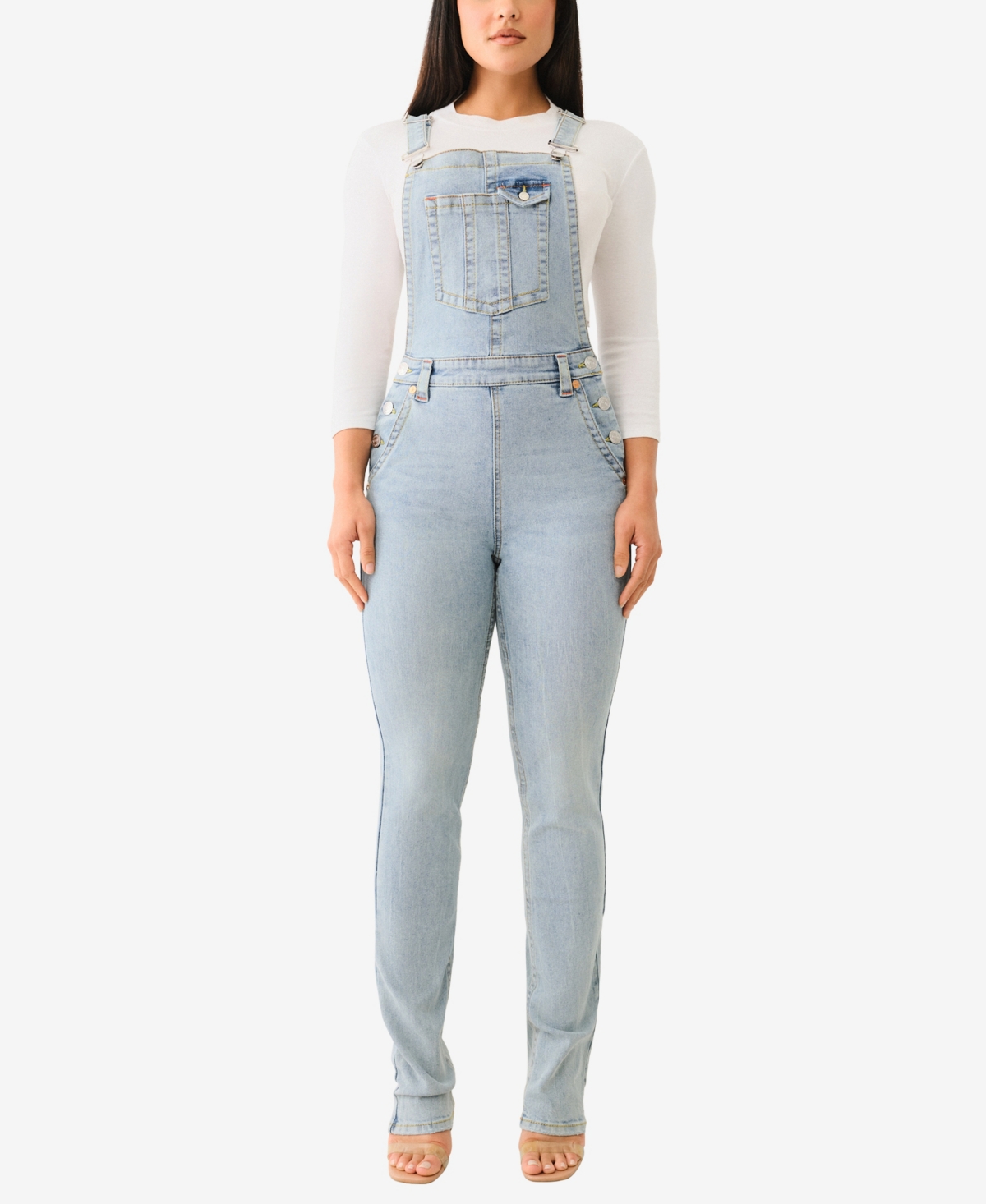 TRUE RELIGION WOMEN'S STRAIGHT BIG T OVERALL JEANS 