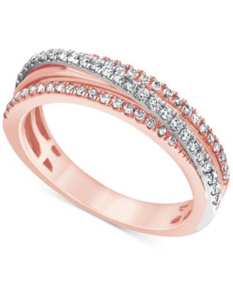 Macy's - Diamond Triple Row Crossover Ring (3/8 ct. t.w.) in 14k Two-Tone Gold
