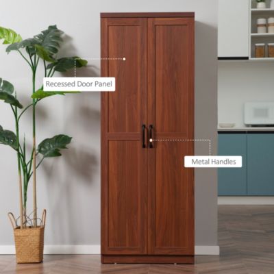 63" Kitchen Pantry, Storage Cabinet with 2 Doors, Adjustable Shelves