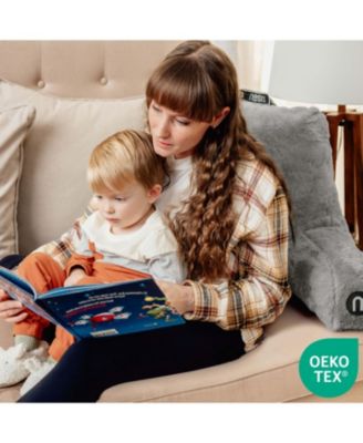 Faux Fur Supportive Backrest Reading Pillow for Adults & Kids - Blue