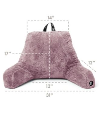 Faux Fur Supportive Backrest Reading Pillow for Adults & Kids - Blue