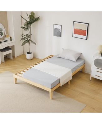 Basic Wooden Bed Frame for Bedroom with Sturdy and Simple Design