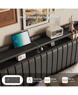 Full Size Floating Bed Frame with RGB LED Lights & Charging Station