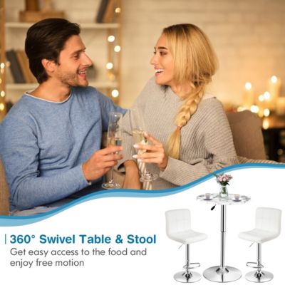 Set of 4 PU Leather Bar Stool Swivel Bar Chair w/ Adjustable Height