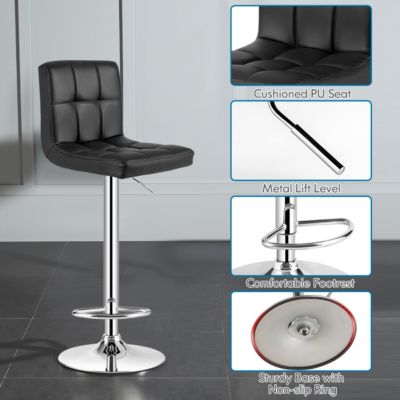 Set of 4 PU Leather Bar Stool Swivel Bar Chair w/ Adjustable Height
