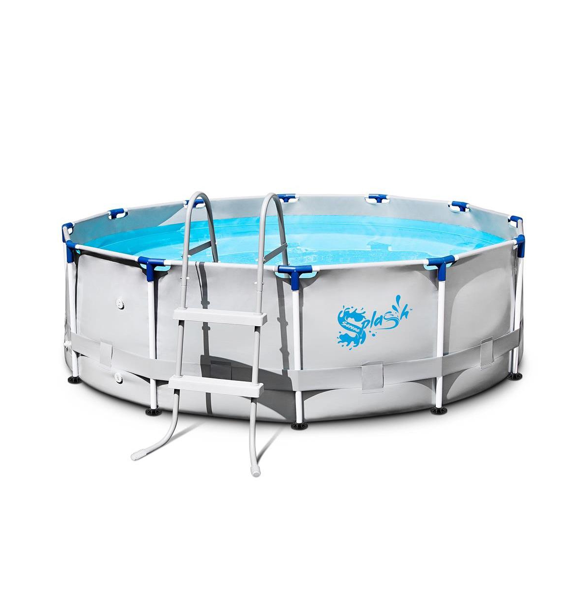 Round Metal Frame Pool Set with Ladder & Filter Pump - Grey
