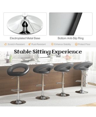 Set of 4 Adjustable Bar Stools Swivel Pub Chairs Barstools PU Leather