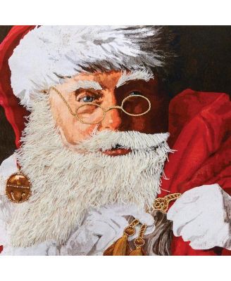Santa Claus With Toys Printed and Embroidered Christmas Throw Pillow, 18" x 18"