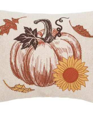 Harvest Time Pumpkin w/ Sunflower Mini Accent Pillow 13" x 18"