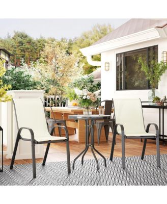 Outdoor Bistro Set Small Patio Set w/ Stackable Chairs,