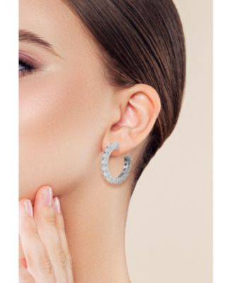 Gold Plated Crystal Round Hoop Earrings