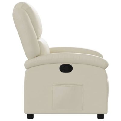 Recliner Chair Cream Faux Leather, Foam, Metal, Plywood Standard