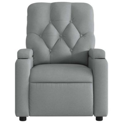 Massage Recliner Chair Light Gray Fabric