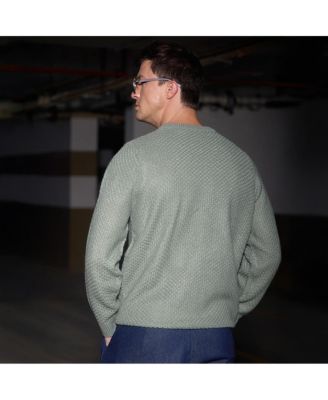 Men's Sage Green Textured Knit Pullover Sweater