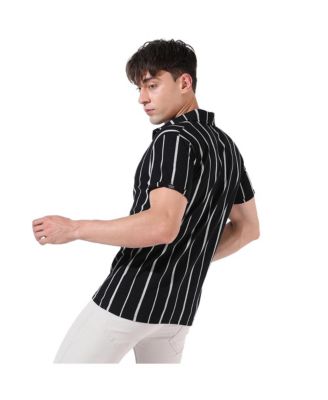 Men's Black & White Pencil Striped Shirt