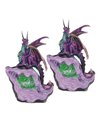 FC Design "2-PC Set" 6.75"H Pink/Purple Dragon on Green Faux Crystal ...