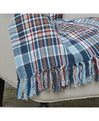 Lawson Lake Plaid Cotton Accent Throw Blanket with Fringe, 50" x 60"