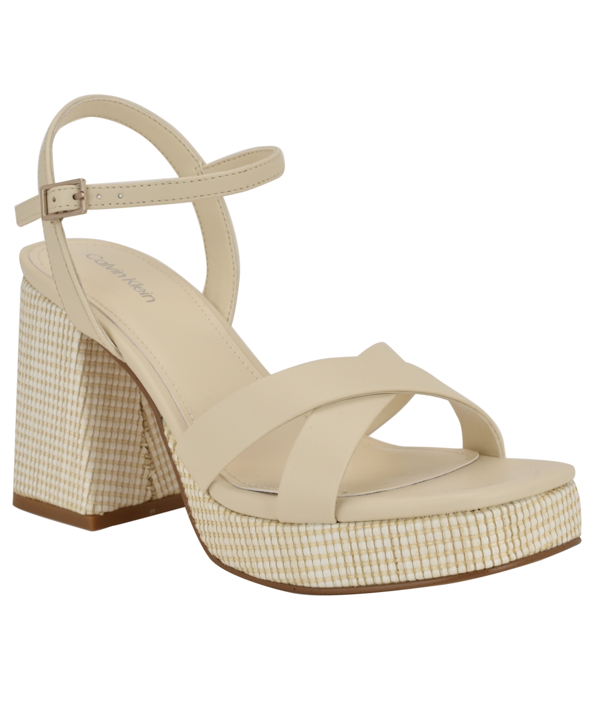Calvin Klein Women's Drancy Platform Block Heel Sandals In Ivory
