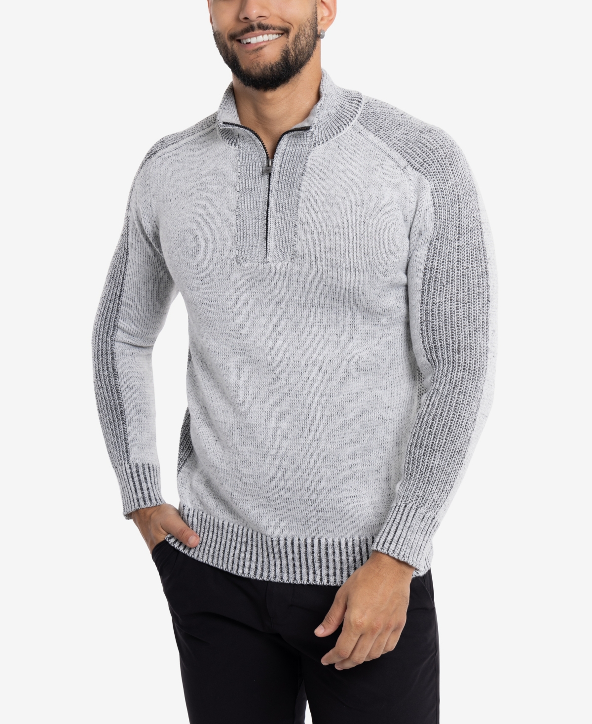 Men's Quarter-Zip Pullover Sweater - Burgundy Marled