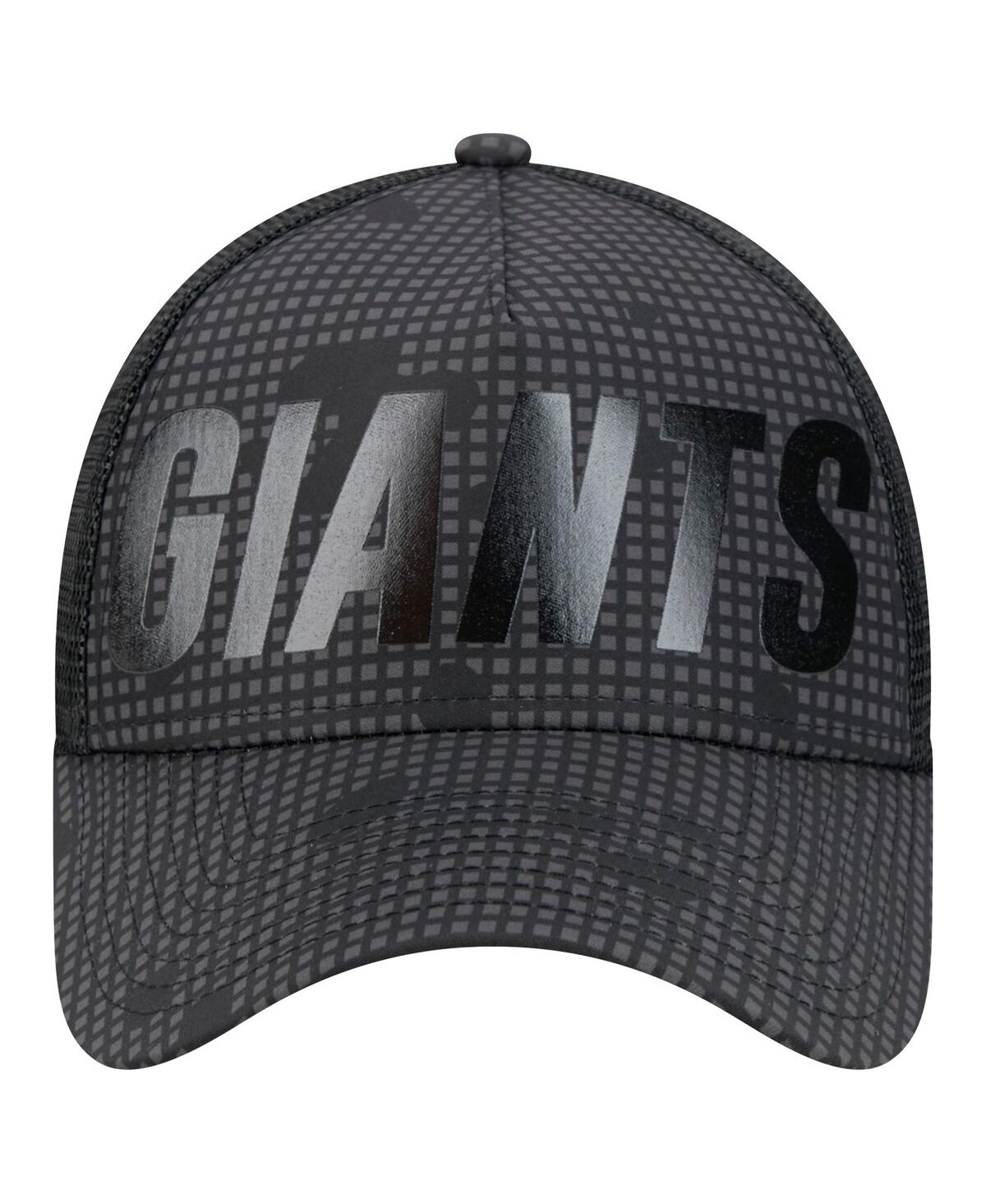 New Era Men's Black New York Giants Midnight Ink Tonal Text A-frame Trucker 9forty Adjustable Hat In Black