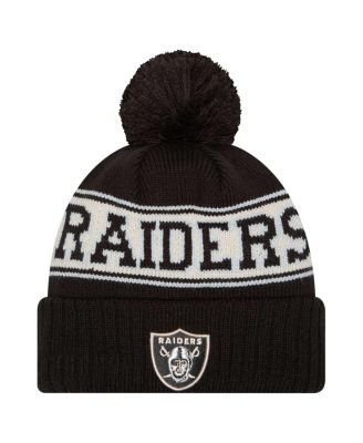 New Era - Big Boys and Girls Black Las Vegas Raiders Retro Cuffed Knit Hat with Pom