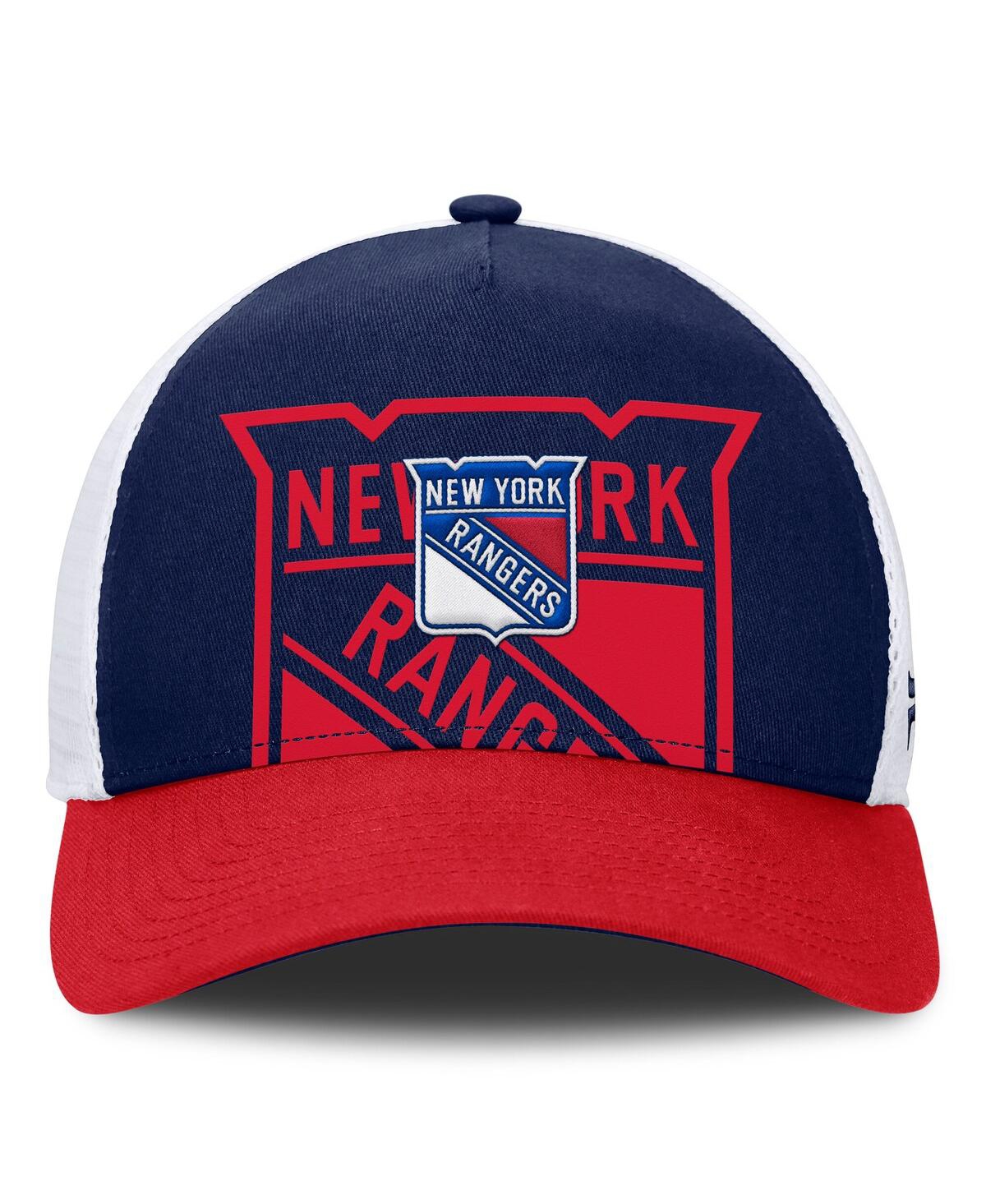 Fanatics Men's Navy/red New York Rangers Authentic Pro A-frame Rink Adjustable Hat In Navy,red