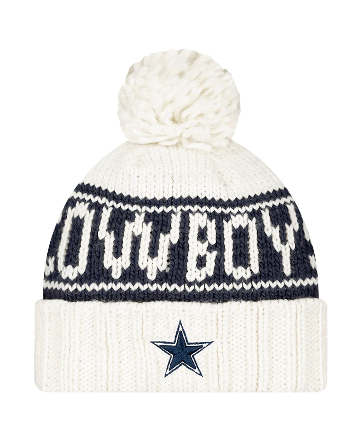 New Era Women's White Dallas Cowboys 2024 Sideline Cuffed Knit Hat With Pom In White