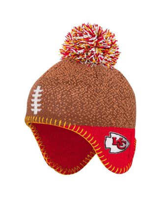 Outerstuff - Baby Boys and Girls Brown Kansas City Chiefs Football Head Knit Hat with Pom