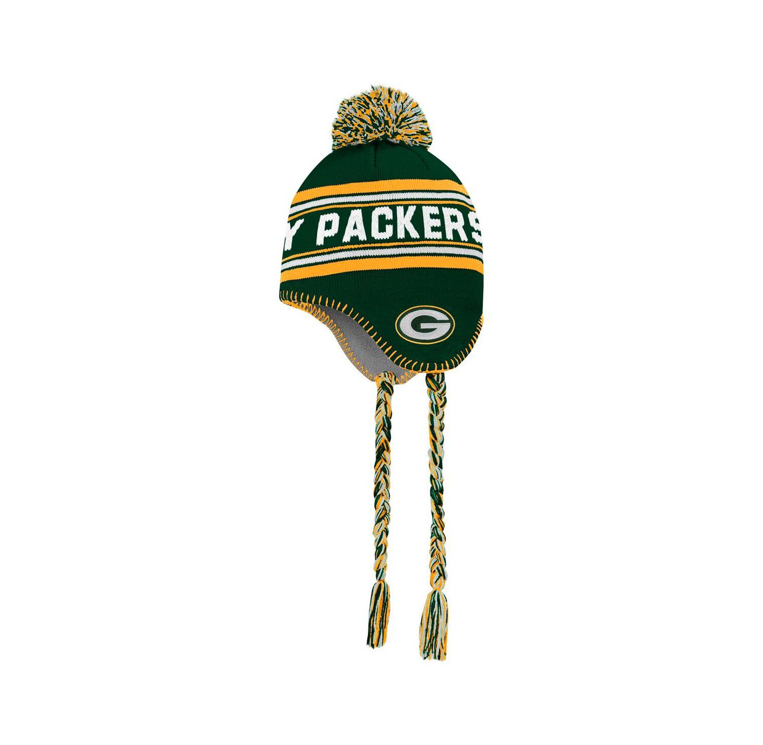 Preschool Green Green Bay Packers Jacquard Tassel Knit Hat with Pom