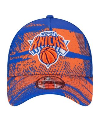Men's Blue/Orange New York Knicks Tip Off A-Frame Trucker 9FORTY Adjustable Hat