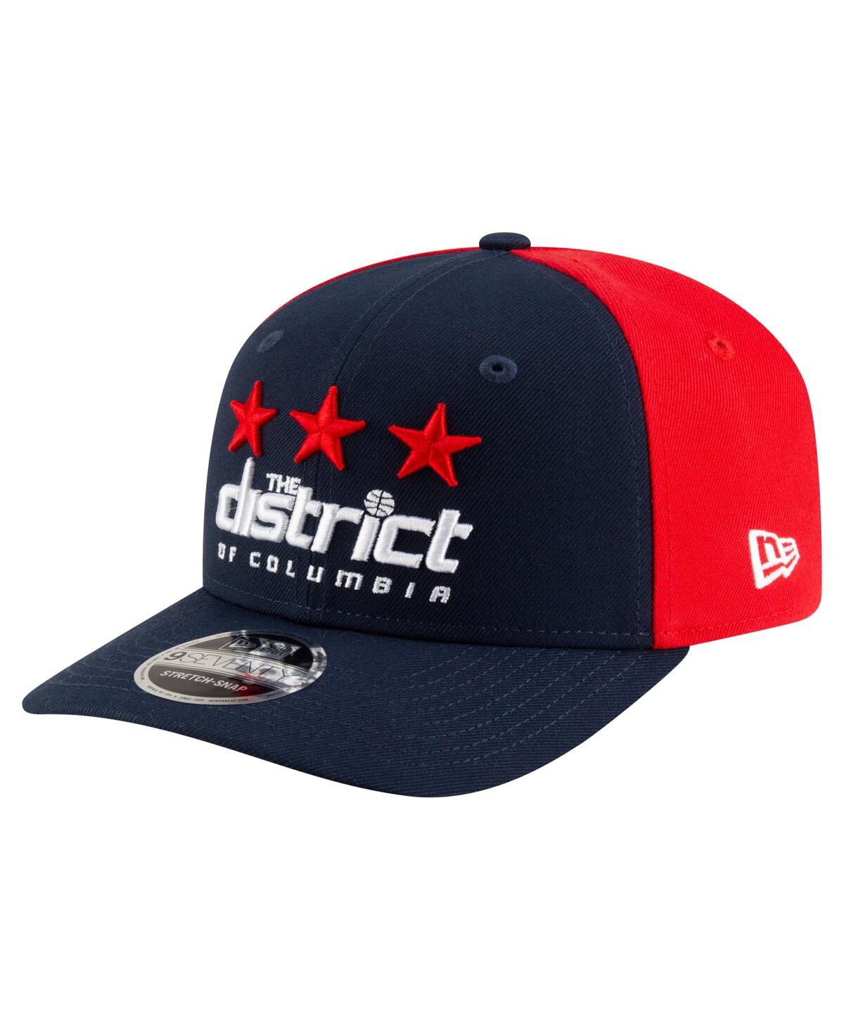 NEW ERA MEN'S NAVY/RED WASHINGTON WIZARDS STATEMENT EDITION JERSEY HOOK 9SEVENTY STRETCH-SNAP HAT 