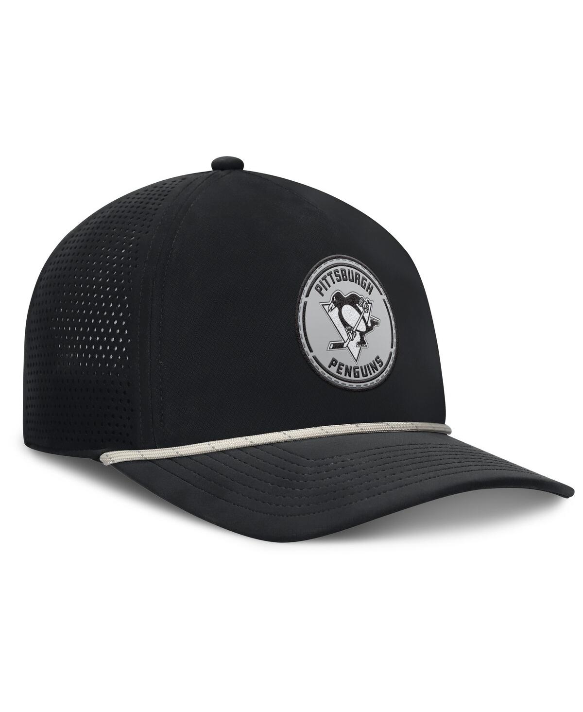 FANATICS MEN'S BLACK PITTSBURGH PENGUINS FRONT OFFICE PERFORMANCE A-FRAME ADJUSTABLE HAT