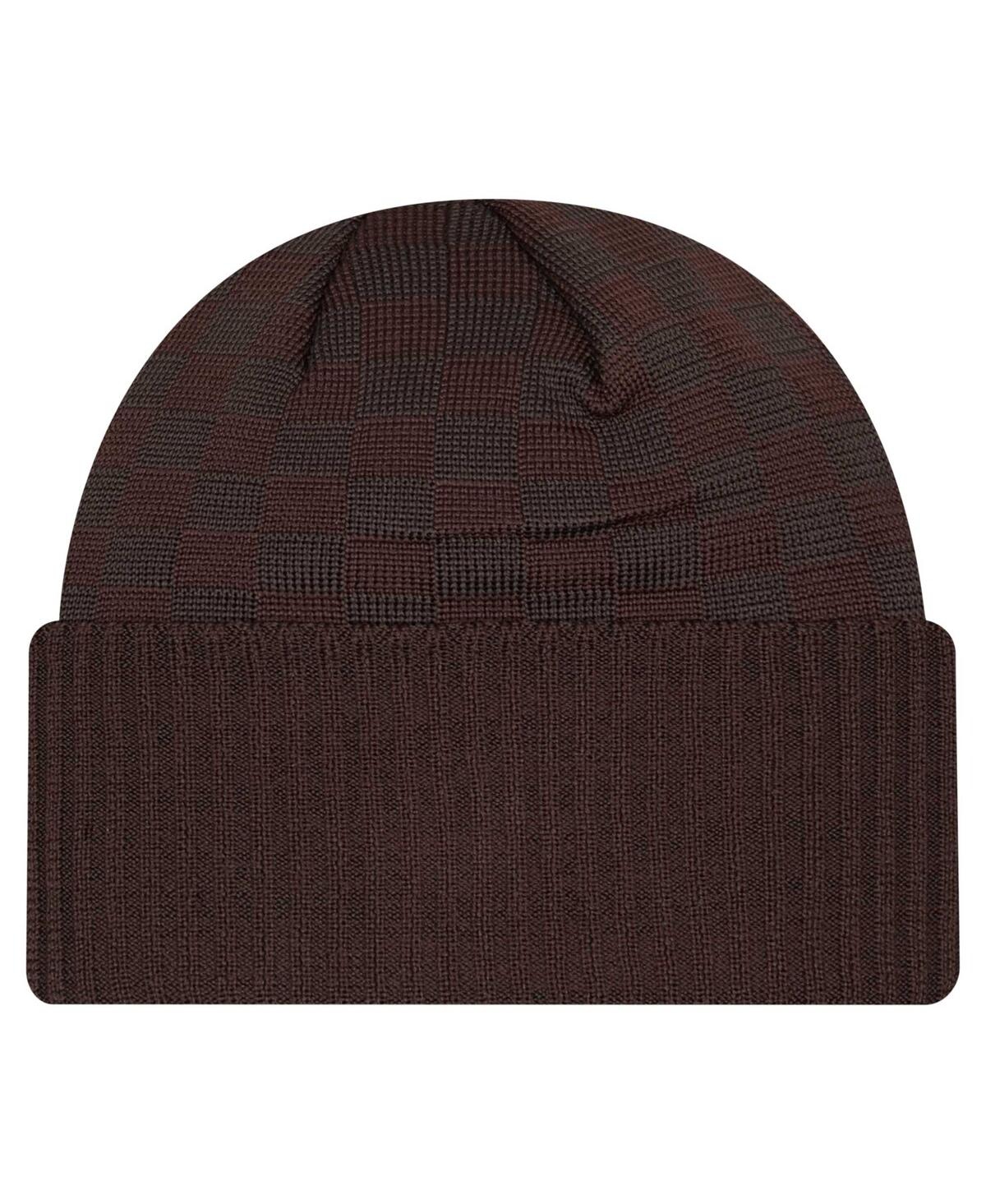 New Era Men's Brown Cleveland Browns Checkered Cuffed Knit Hat In Brown